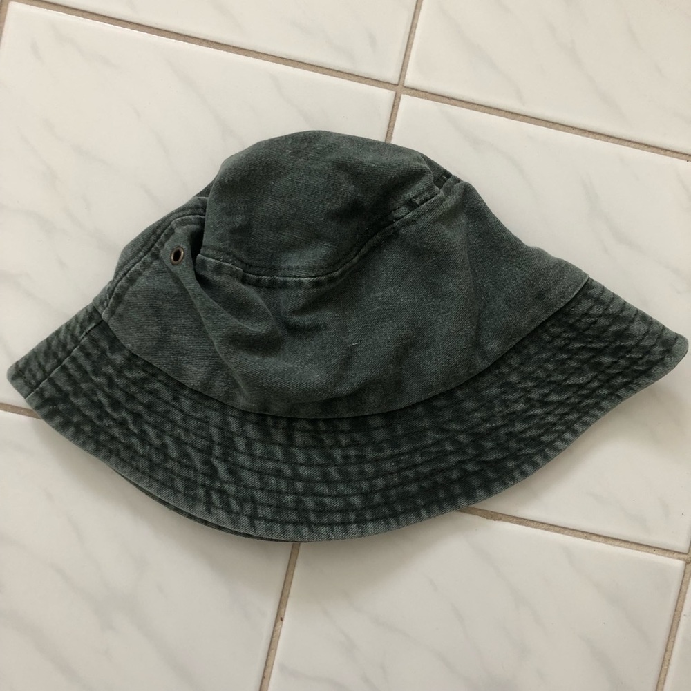 Bucket hat 100% cotton green/grey